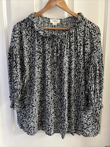 Ladies Ceres Life Floral Ruffle Neck Blouse Top - Size L-XL 16 18 - Picture 1 of 7