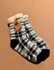 Muk Luks Slipper Socks Shea Butter Cabin Style Blue Size S/M 6-8 New NWT