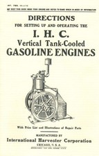 International Vertical Tank-Cooled Gasoline Engines Directions Book IHC Motor 
