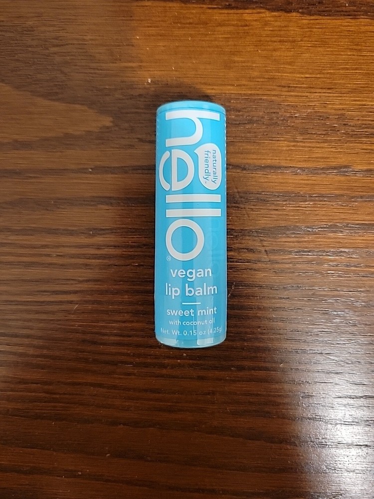 Hello Vegan Lip Balm 0.15oz 4.25g Sweet Mint w/Coconut Oil Made In USA