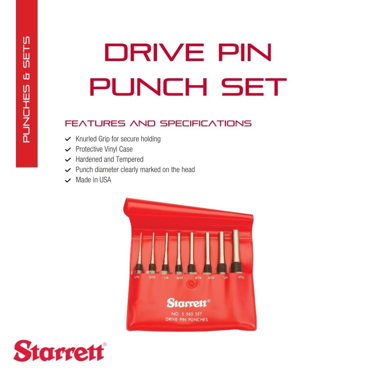 Ensemble de poinçons à goupille Starrett Drive Réunion