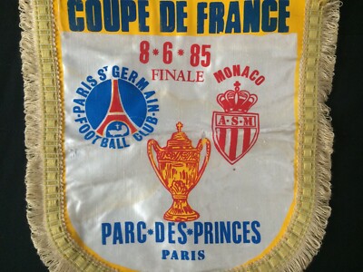 Coupe de France 1985 finale PSG Monaco grand fanion vintage pennant