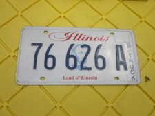 ILLINOIS LICENSE PLATE # 76 626 A LAND OF LINCOLN EXPIRED OVER 3 YEAR B TRUCK