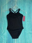 Size 6 Black Criss Cross Dance Gymnastics Dress Up Bodysuit Leotard NWT ! — photo 1