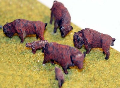 6 Buffalo 4 Erwachsene 2 Kälber USA1 Unlackiert Oo Kalk Langley Models Set 1/76