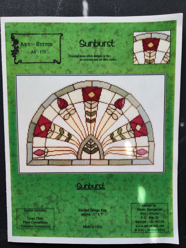 Sunburst Stained Glass Cross Stitch Pattern - Art Stitch by Karen Bourgaize