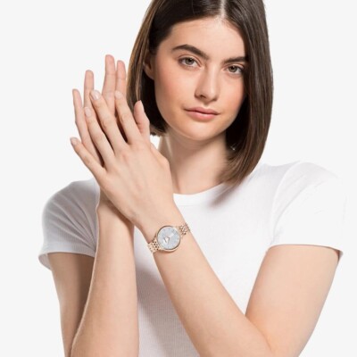 【ゲリラセール】Swarovski ピンク ゴールド グリッター 時計 ゲリラセール】Swarovski ピンク ゴールド グリッター 時計