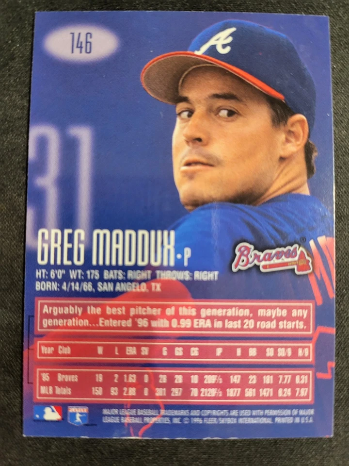 1996 Skybox E-xl Greg Maddux LEGEND FRAMED - Braves HOF - Image 2 of 2