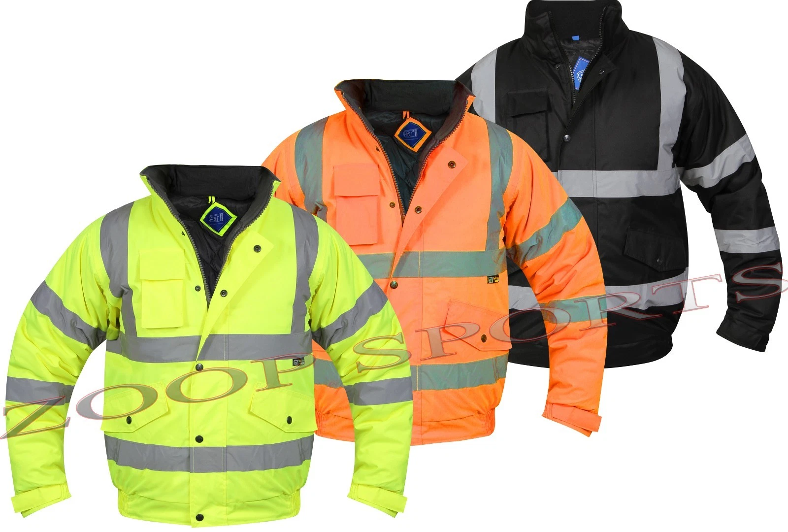 HI VIZ VIS VISIBILITY BOMBER PADDED SECURITY SAFETY JACKET