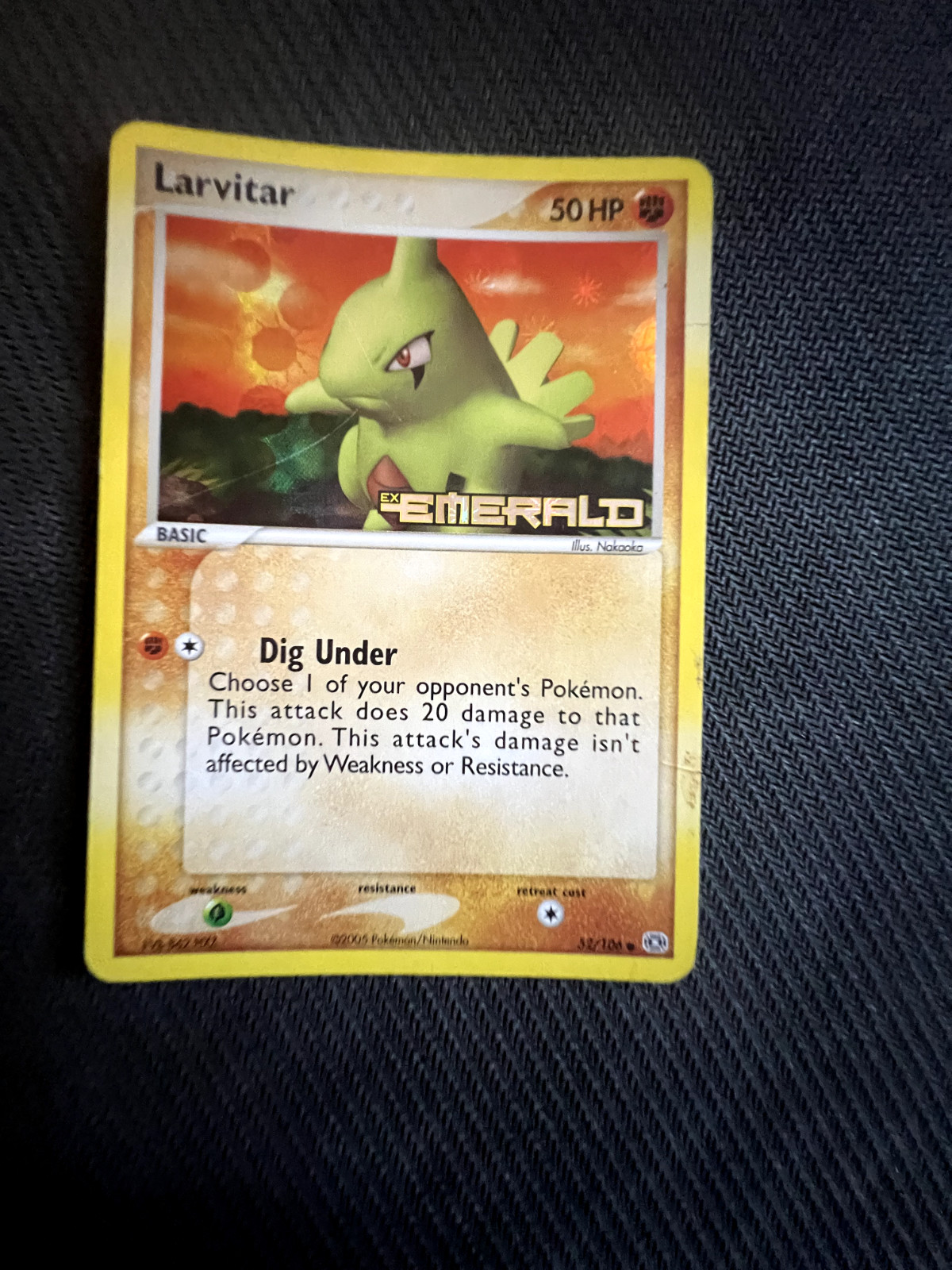Larvitar 52/106 Emerald Reverse Holo MP/light scratches on front