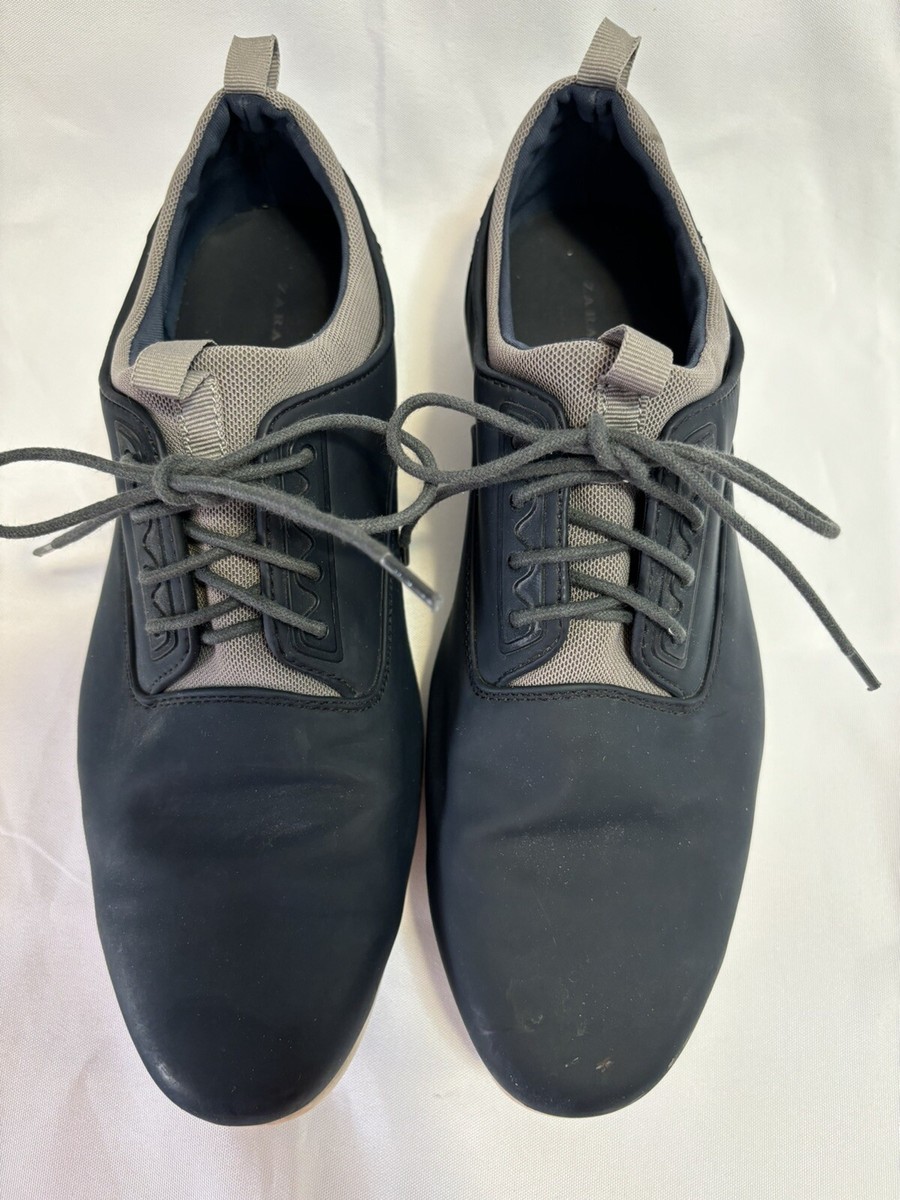 Zara Man Blue Gray Lace Up Oxfords Shoes Men display picture 3