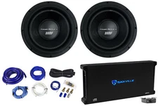 (2) Power Acoustik BAMF-122 12" 3500w DVC Car Subwoofers+Mono Amplifier+Amp Kit