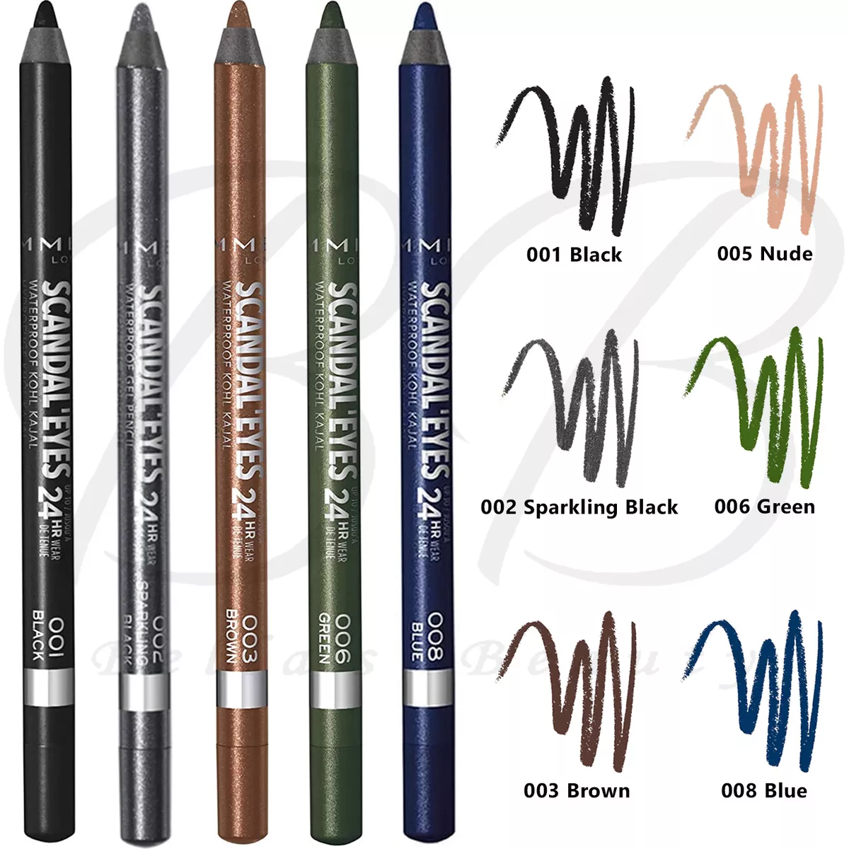 RIMMEL Scandaleyes 24Hr Waterproof Kohl Kajal Eyeliner Eye Liner Pencil NEW