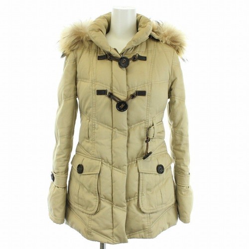 Down Duffle Coat Raccoon Fur Hooded 38 