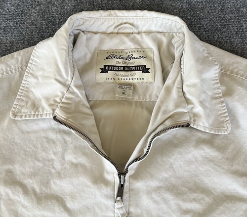 Eddie Bauer Mens XLT VTG Bi-Swing Harrington Jacket Tan Full Zip 90s Classic - Picture 7 of 11