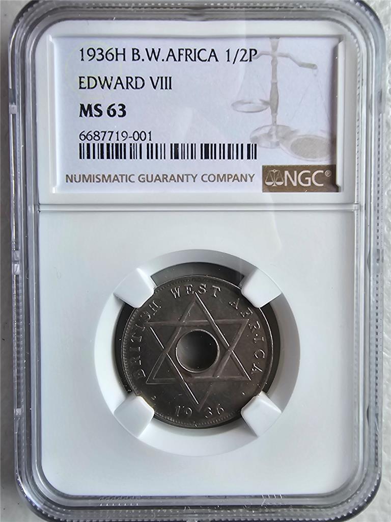 British West Africa 1/2 Penny 1936H Edward VIII NGC MS 63