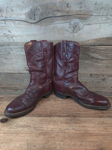 JUSTIN 3068 BURGUNDY LEATHER WESTERN ROPER BOOTS WOMENS SZ 7.5AA - Picture 3 of 5