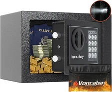 Money Safe Box for Home with Sensor Light & Fireproof Security Safe Box for M...
