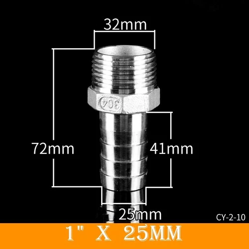 Stainless Male Thread Pipe Fitting x Barb Hose Tail Connector BSP 1/8" to 4" - Bild 59 von 86