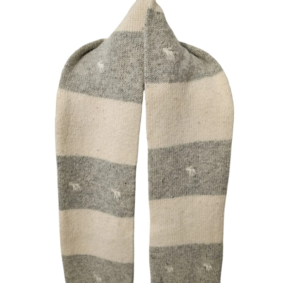 Серый и белый шарф из шерстяной смеси от Abercrombie Fitch | 6 футов длиной уютный зимний чехол - Изображение 3 из 4