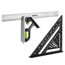 Arrow 12" Zinc Alloy Combination Square Set & 7" Aluminum Alloy Carpenter Square