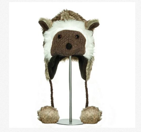 FURRY ANIMAL HAT knit Costume ski cap FLEECE LND hedgehog opossum possum mouse