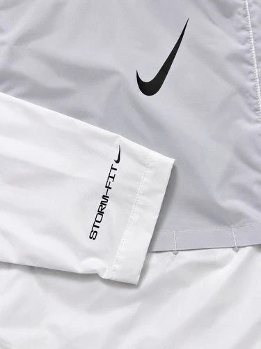 Nike Storm-FIT Hooded Windbreaker Jacket White Gray Men’s M Polyester Full Zip image 3