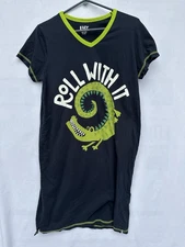 Lazy One Women’s Blue S/M Short Sleeve Night Gown Shirt Gator Roll With It