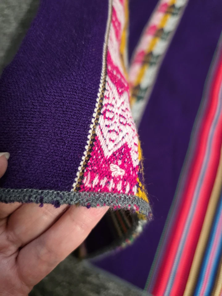 Colorida tela estilo peruano 46" x 46" manta bufanda mantel precioso Foto 3 de 4