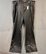Old Navy Women's High-Rise Flare Faux Leather Pants Size 14 Black NWT