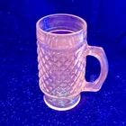 Vintage MCM Anchor Hocking Quilted Diamond Tall Mug UV REACTIVE Cadmium Glass
