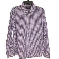 Chaps Shirt Mens 17.5 36/37 Classic Fit Plaid Wrinkle Free Button Up Dress Shirt