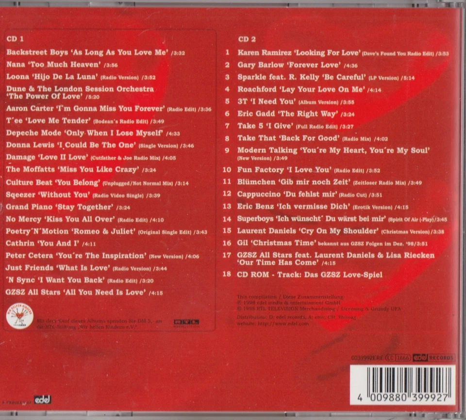 GZSZ I Love You 2CD:LOONA,DUNE,NANA,3T,TAKE THAT,DEPECHE MODE,BLÜMCHEN,TAKE THAT - Bild 3 von 3