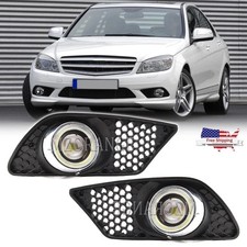 Led Bumper Fog Light W Cover Angel Eye For Mercedes Benz W204 C230 C300 C350