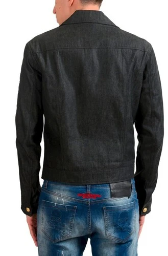 Versace Versus Men's Leather Zip Up Bomber Jacket US S IT 48 image 3