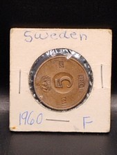Sweden 5 Ore 1960 F Coin Ungraded Collectible Bronze 