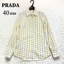 Very beautiful item✨PRADA all-over pattern shirt long sleeve pattern yellow 40