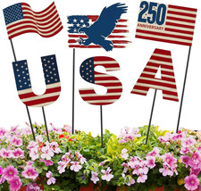 6 Pcs 12" H 250Th Anniversary Outdoor Decor 4Th of July Patriotic Eagle Metal Ya