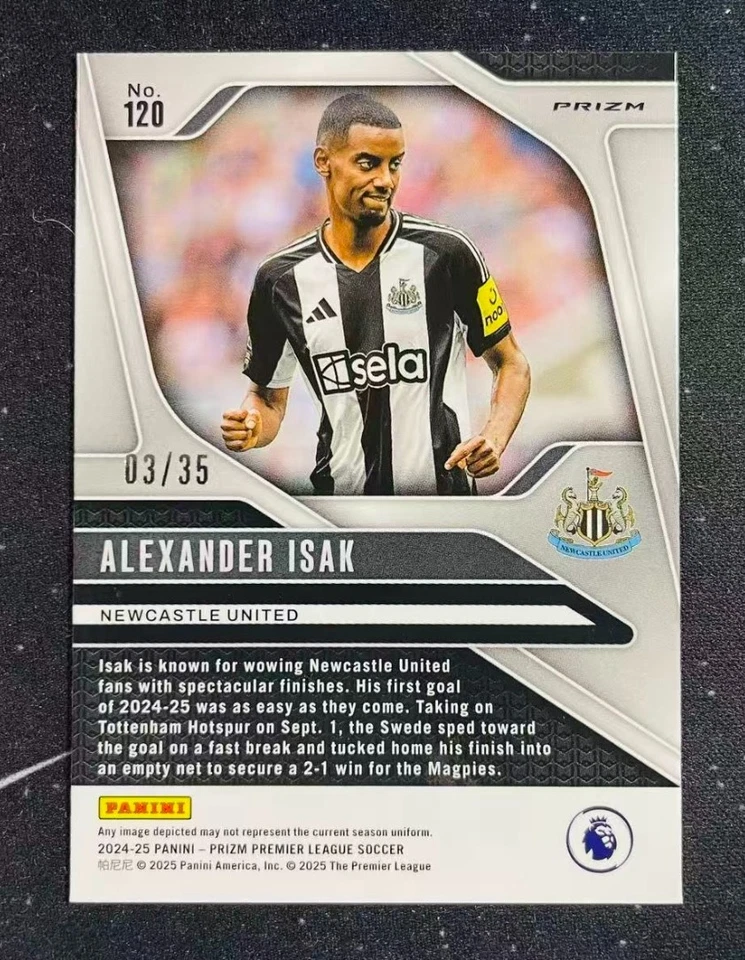 2024-25 Panini Prizm Premier League Alexander Isak White #03/35 No.120 - Image 2 of 4