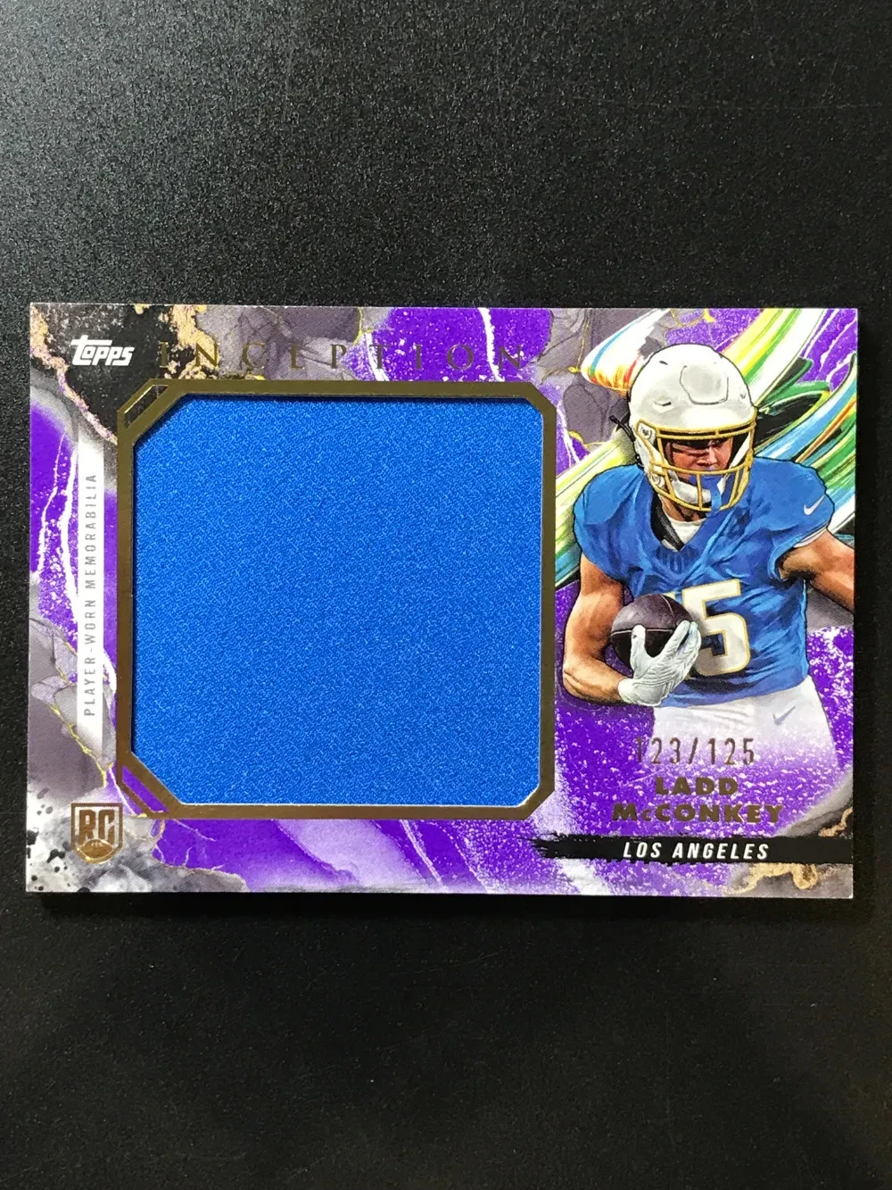 Ladd McConkey Topps Inception Rookie Jumbo Relics #RJRLM Purple