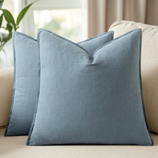 26x26 Inch Set of 2 Decorative Linen Solid Throw Pillow Covers Boho Accent Farmh