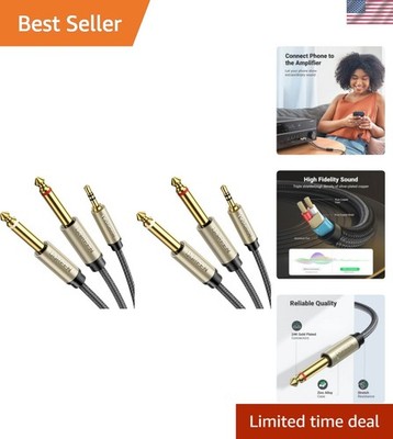 6.6FT 3.5mm to Dual 6.35mm Y Cable - Perfect for Studio and Live Use Pack of 2