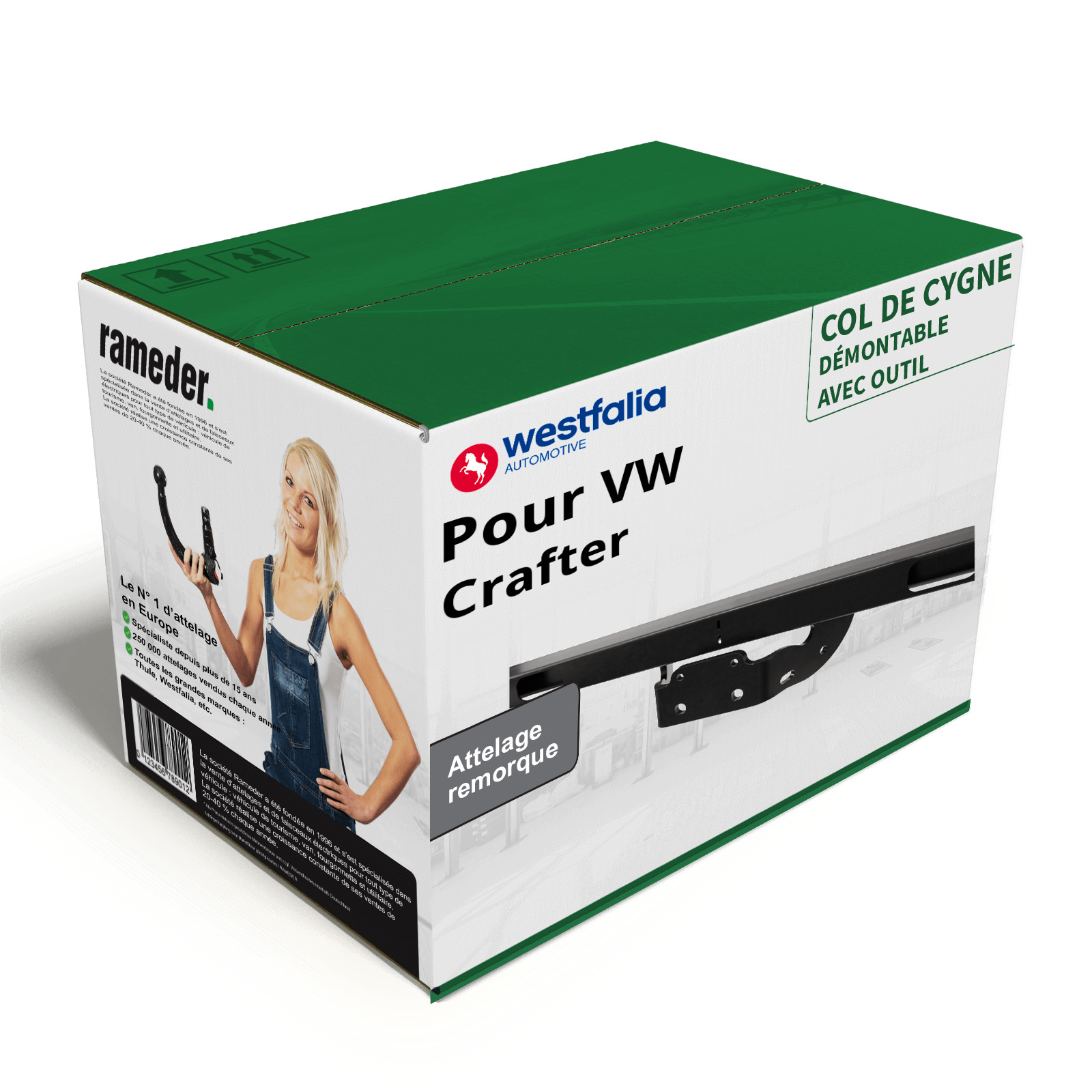 Attelage Crafter démontable avec outil Westfalia capacité 3500kg