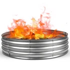 4FT Silver Round Galvanized Steel Fire Ring Pit for Backyard Camping Bonfire