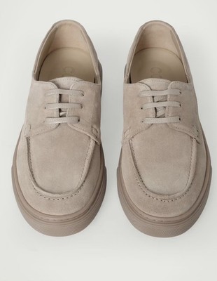 New COS SUEDE SNEAKER BOAT Shoes Stone Light Beige Size US 11.5
