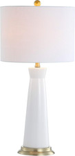 Elegant 29" White/Brass Gold Ceramic Table Lamp with Shade  LED Bulb
