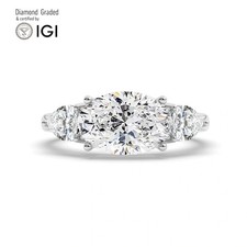 Oval Diamond Trilogy Ring Platinum Labgrown 5.80 Ct Solitaire