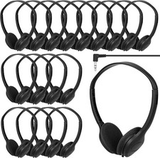 30 Pack Bulk Headphones Classroom School Kids Wired On-Ear Black Earphones 3.5mm