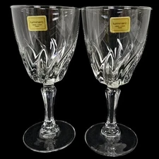 Vintage Set of 2 Luminarc Verrerie D’Arques France 6 1/4" Crystal Wine Glasses
