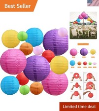 Charming 16 Pack of Colorful Paper Lanterns - Easy-to-Hang 4/6/8/10 Inch Sizes